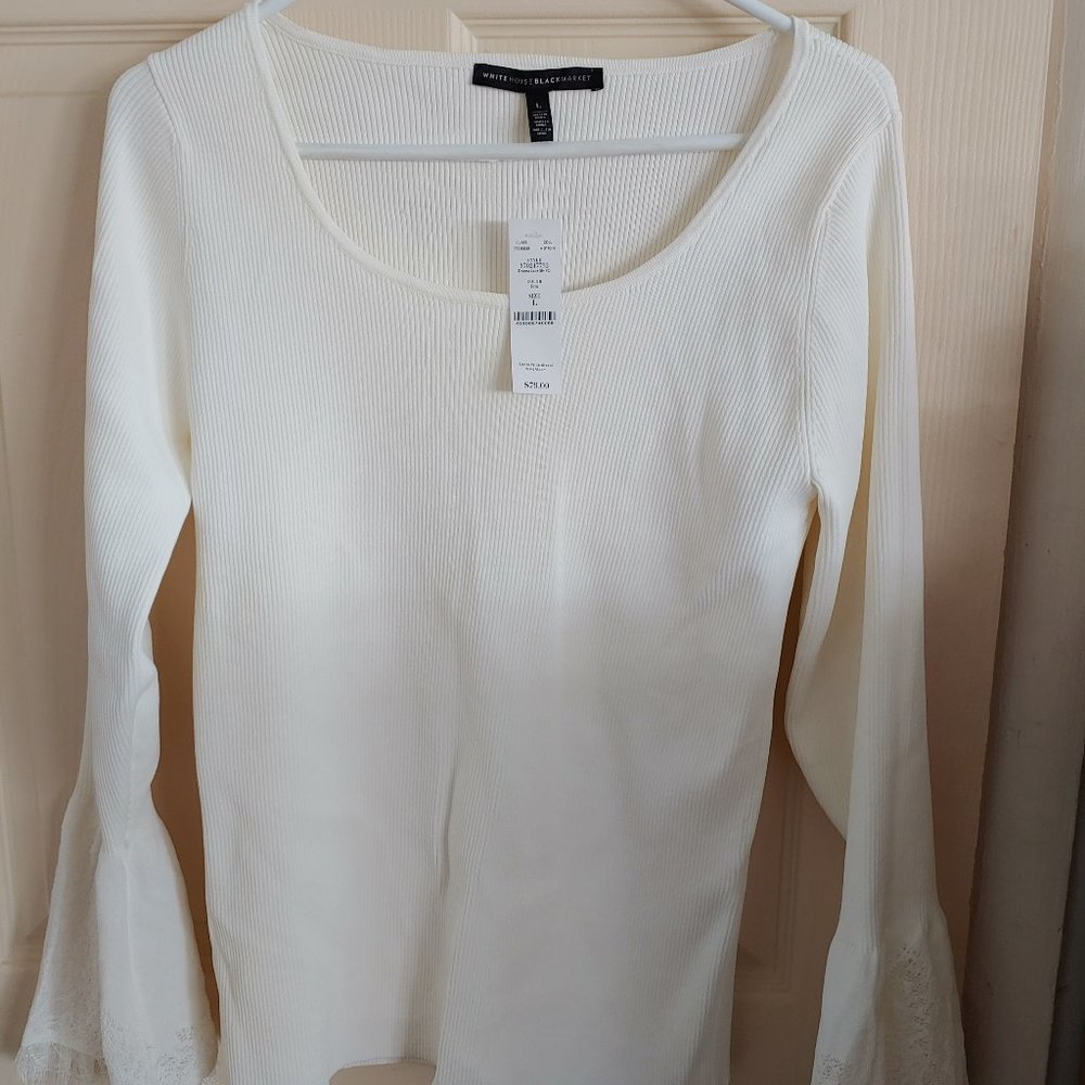 WHBM NWT white/cream swoop neck sweater